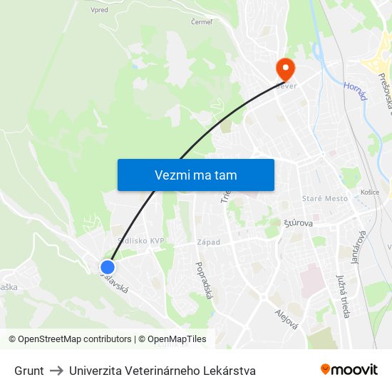 Grunt to Univerzita Veterinárneho Lekárstva map