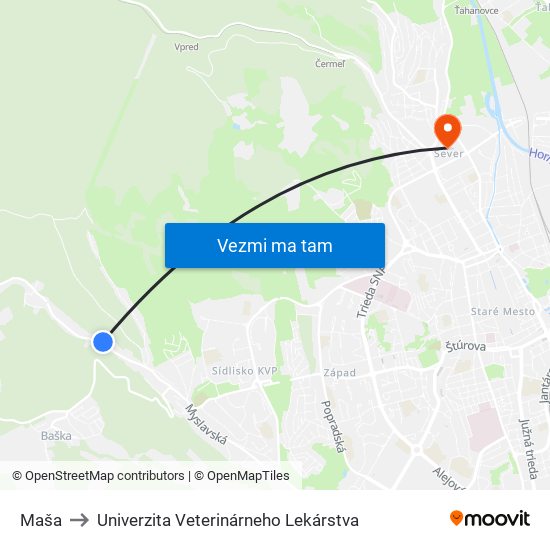 Maša to Univerzita Veterinárneho Lekárstva map