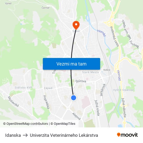 Idanska to Univerzita Veterinárneho Lekárstva map