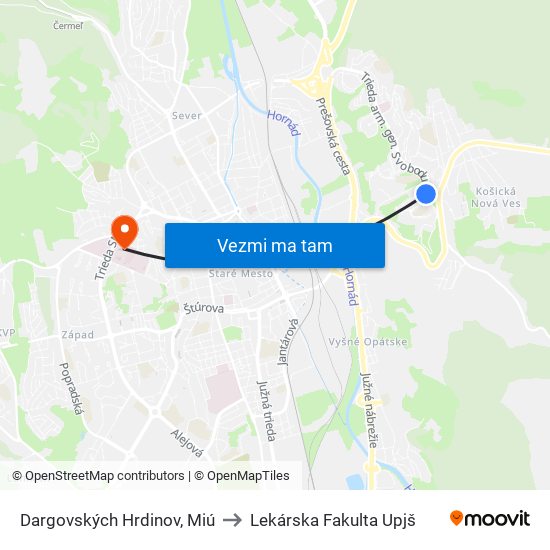 Dargovských Hrdinov, Miú to Lekárska Fakulta Upjš map