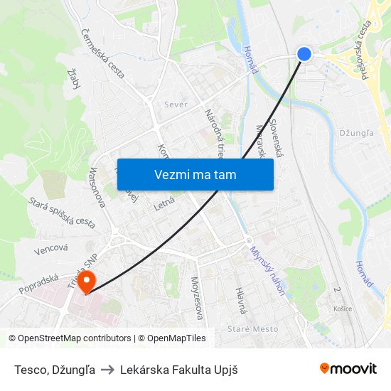 Tesco, Džungľa to Lekárska Fakulta Upjš map