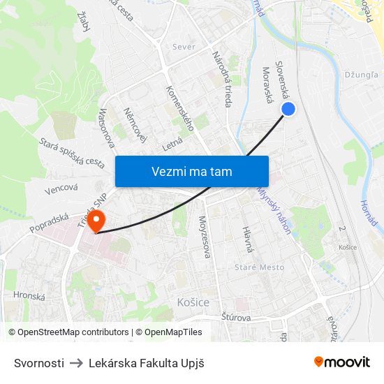 Svornosti to Lekárska Fakulta Upjš map