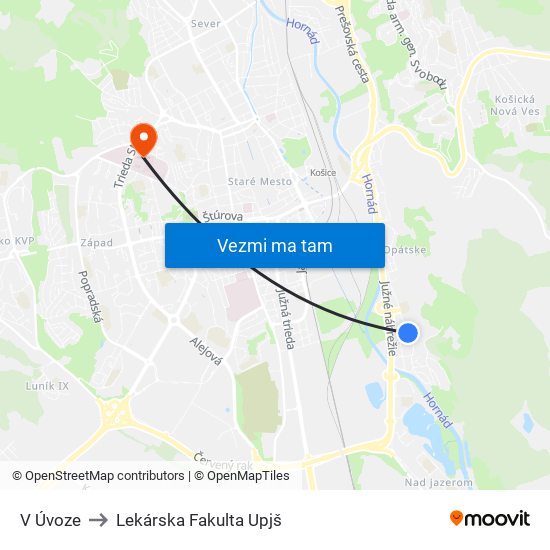 V Úvoze to Lekárska Fakulta Upjš map