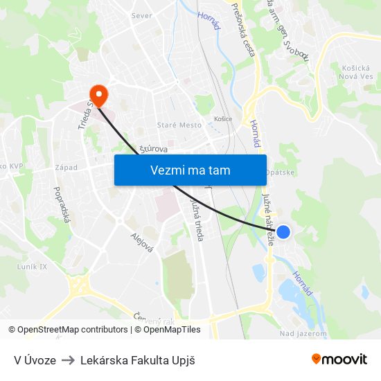 V Úvoze to Lekárska Fakulta Upjš map