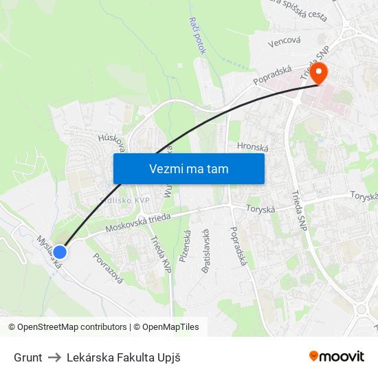 Grunt to Lekárska Fakulta Upjš map