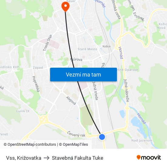 Vss, Križovatka to Stavebná Fakulta Tuke map