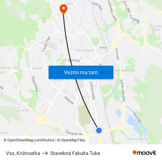 Vss, Križovatka to Stavebná Fakulta Tuke map