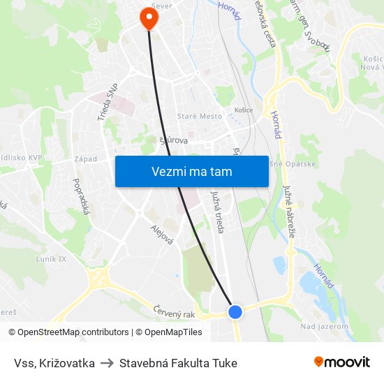 Vss, Križovatka to Stavebná Fakulta Tuke map