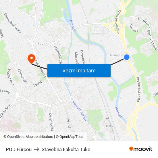 POD Furčou to Stavebná Fakulta Tuke map