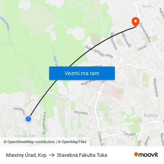 Miestny Úrad, Kvp to Stavebná Fakulta Tuke map