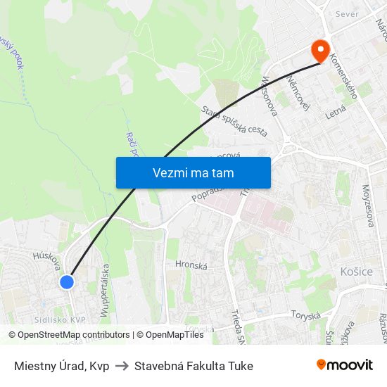 Miestny Úrad, Kvp to Stavebná Fakulta Tuke map