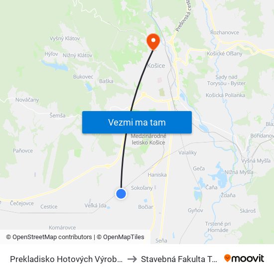 Prekladisko Hotových Výrobkov to Stavebná Fakulta Tuke map