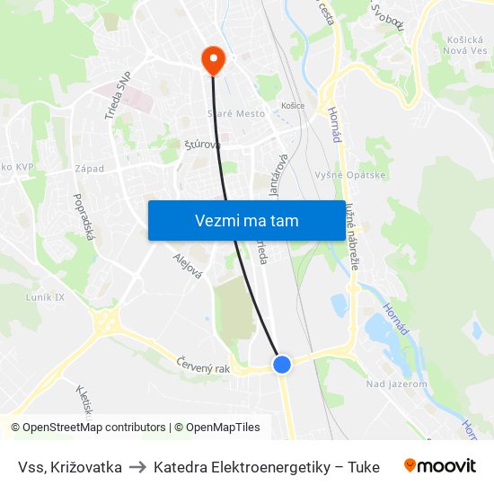 Vss, Križovatka to Katedra Elektroenergetiky – Tuke map