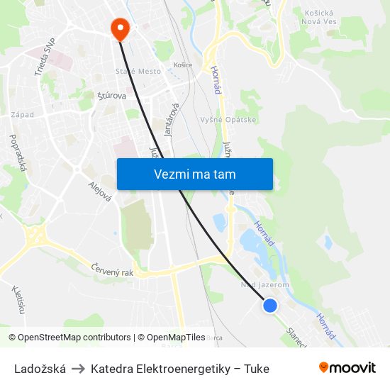 Ladožská to Katedra Elektroenergetiky – Tuke map