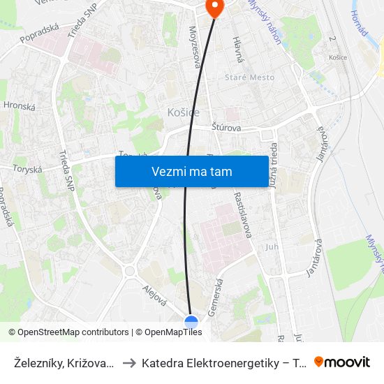 Železníky, Križovatka to Katedra Elektroenergetiky – Tuke map