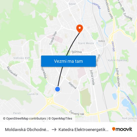 Moldavská Obchodné Centrá to Katedra Elektroenergetiky – Tuke map