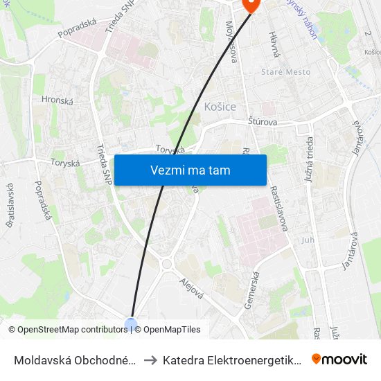 Moldavská Obchodné Centrá to Katedra Elektroenergetiky – Tuke map