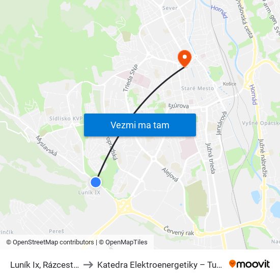 Luník Ix, Rázcestie to Katedra Elektroenergetiky – Tuke map