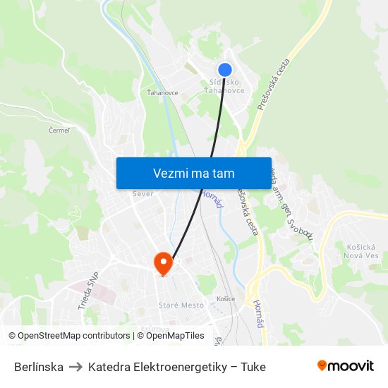 Berlínska to Katedra Elektroenergetiky – Tuke map