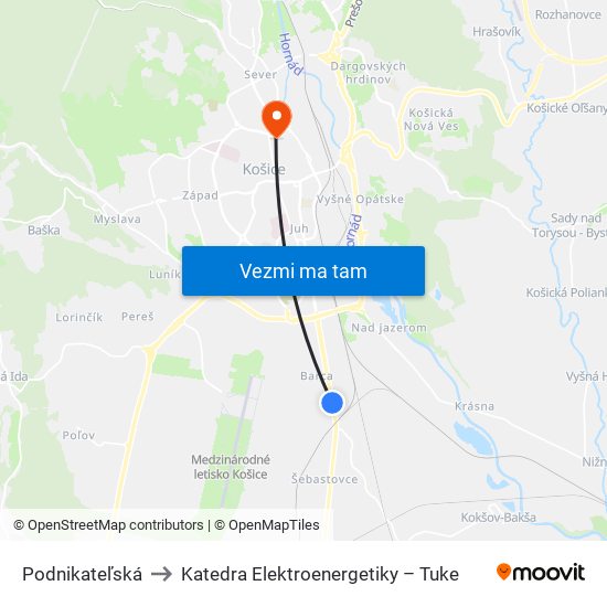 Podnikateľská to Katedra Elektroenergetiky – Tuke map