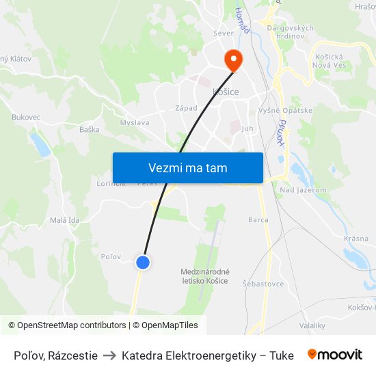 Poľov, Rázcestie to Katedra Elektroenergetiky – Tuke map