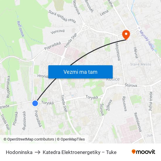 Hodonínska to Katedra Elektroenergetiky – Tuke map