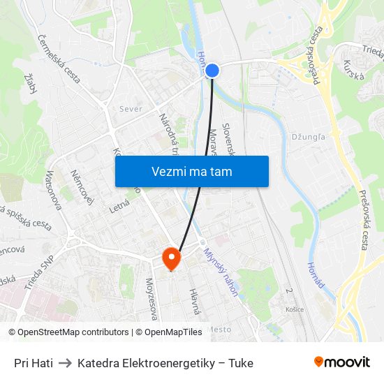 Pri Hati to Katedra Elektroenergetiky – Tuke map