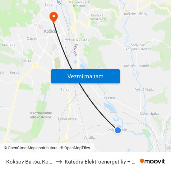 Kokšov Bakša, Kostol to Katedra Elektroenergetiky – Tuke map