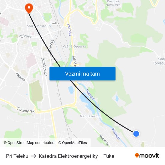 Pri Teleku to Katedra Elektroenergetiky – Tuke map