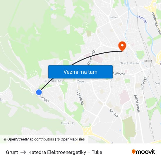 Grunt to Katedra Elektroenergetiky – Tuke map