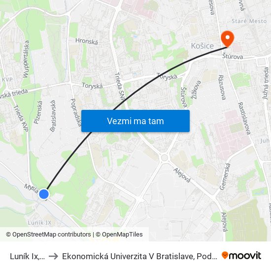 Luník Ix, Rázcestie to Ekonomická Univerzita V Bratislave, Podnikovohospodárska Fakulta V Košiciach map