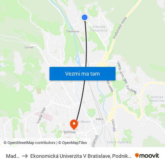 Madridská to Ekonomická Univerzita V Bratislave, Podnikovohospodárska Fakulta V Košiciach map