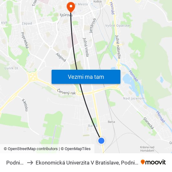 Podnikateľská to Ekonomická Univerzita V Bratislave, Podnikovohospodárska Fakulta V Košiciach map