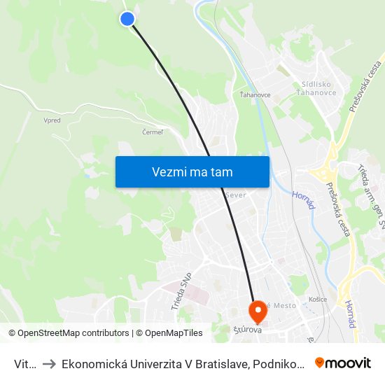 Vitalina to Ekonomická Univerzita V Bratislave, Podnikovohospodárska Fakulta V Košiciach map