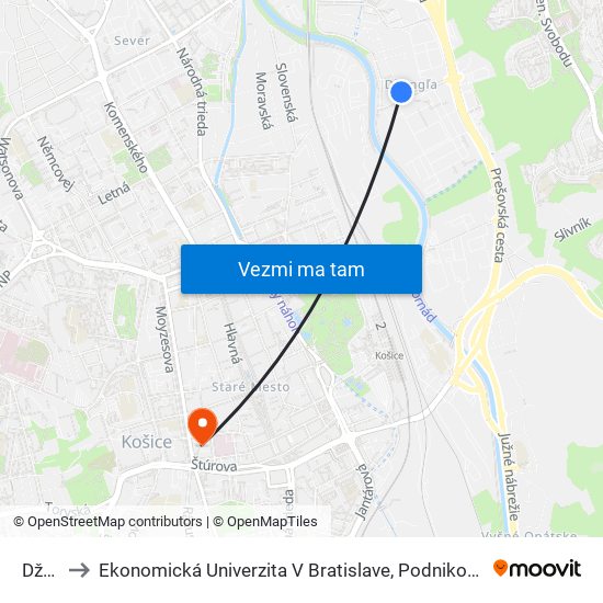 Džungľa to Ekonomická Univerzita V Bratislave, Podnikovohospodárska Fakulta V Košiciach map