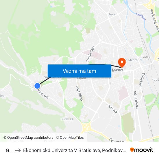 Grunt to Ekonomická Univerzita V Bratislave, Podnikovohospodárska Fakulta V Košiciach map