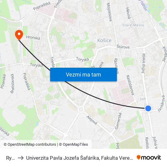 Ryba to Univerzita Pavla Jozefa Šafárika, Fakulta Verejnej Správy map