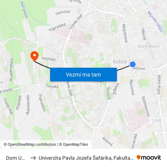 Dom Umenia to Univerzita Pavla Jozefa Šafárika, Fakulta Verejnej Správy map