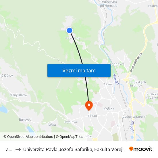 Zoo to Univerzita Pavla Jozefa Šafárika, Fakulta Verejnej Správy map