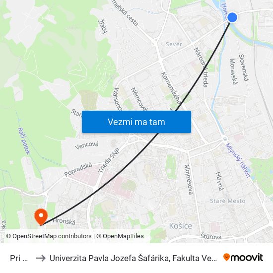 Pri Hati to Univerzita Pavla Jozefa Šafárika, Fakulta Verejnej Správy map