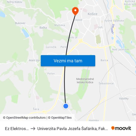 Ez Elektrosystémy to Univerzita Pavla Jozefa Šafárika, Fakulta Verejnej Správy map