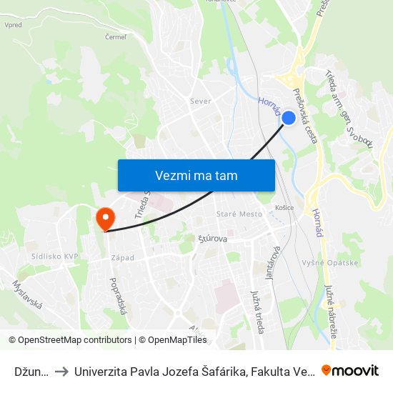 Džungľa to Univerzita Pavla Jozefa Šafárika, Fakulta Verejnej Správy map