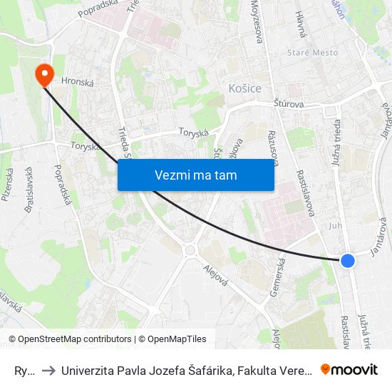 Ryba to Univerzita Pavla Jozefa Šafárika, Fakulta Verejnej Správy map