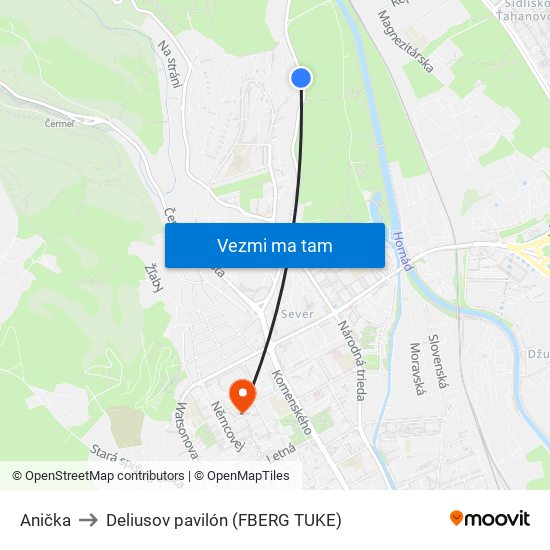 Anička to Deliusov pavilón (FBERG TUKE) map