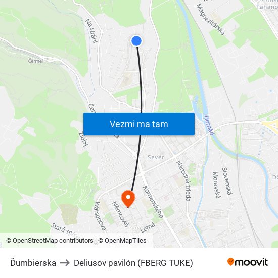 Ďumbierska to Deliusov pavilón (FBERG TUKE) map