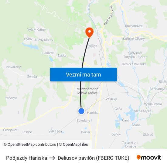 Podjazdy Haniska to Deliusov pavilón (FBERG TUKE) map