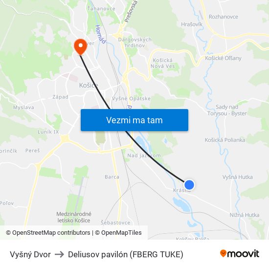 Vyšný Dvor to Deliusov pavilón (FBERG TUKE) map