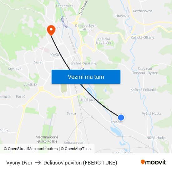 Vyšný Dvor to Deliusov pavilón (FBERG TUKE) map