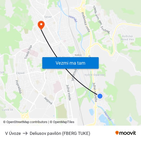 V Úvoze to Deliusov pavilón (FBERG TUKE) map