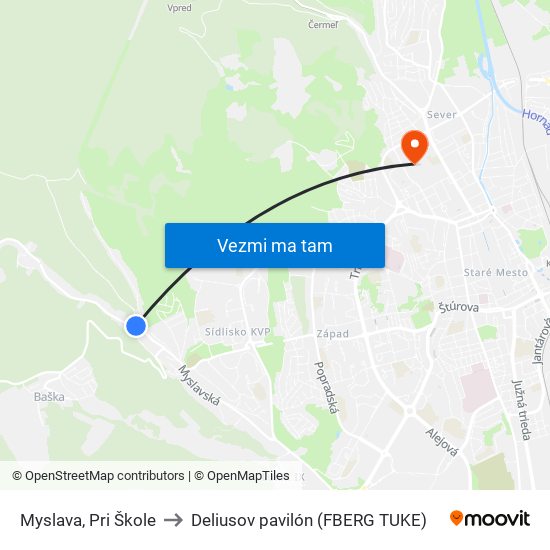 Myslava, Pri Škole to Deliusov pavilón (FBERG TUKE) map